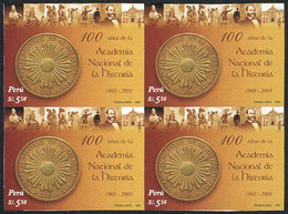 1661 PERU: Sc.1492, 2006 National Academy Of History, IMPERFORATE BLOCK OF 4, Excellent Quality, Rare! - Perù