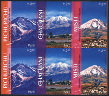 1664 PERU: Sc.1494, 2006 Volcanoes Near Arequipa, IMPERFORATE BLOCK OF 6 (2 Sets), Excellent Quality, Rare! - Peru