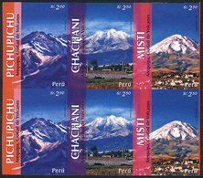 1664 PERU: Sc.1494, 2006 Volcanoes Near Arequipa, IMPERFORATE BLOCK OF 6 (2 Sets), Excellent Quality, Rare! - Pérou