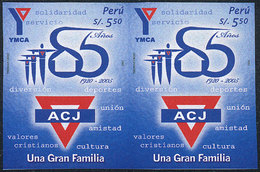 1665 PERU: Sc.1495, 2006 Christian Youth Association, IMPERFORATE PAIR, Excellent Quality, Rare! - Perù