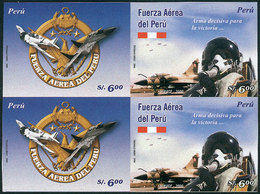 1676 PERU: Sc.1528, 2006 Air Force, 2 IMPERFORATE Sets Forming A Block Of 4, Excellent Quality, Rare! - Perù