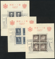 1710 POLAND: Sc.314/316, 1937 Visit Of King Carol Of Romania To Poland, Cmpl. Set Of 3 Souvenir Sheets With Special Post - Other & Unclassified