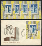 1722 POLAND: 1957 United Nations, Souvenir Sheet Of 1.50Z., 3 MNH + 2 Used Sheets (one On A FDC Cover), Very Fine Qualit - Andere & Zonder Classificatie