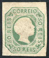 1727 PORTUGAL: Sc.7, 1855 50r. Green, Mint Original Gum, VF Quality! - Altri & Non Classificati