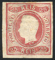 1728 PORTUGAL: Sc.20, 1866/7 25r. Rose, Mint Part Gum, Wide Margins, VF Quality, With Small Guarantee Mark Of Victor Kne - Altri & Non Classificati