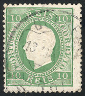 1732 PORTUGAL: Sc.37c, 1870/83 10r. Yellow-green, Chalky Paper, Perf 12½, VF Quality - Altri & Non Classificati