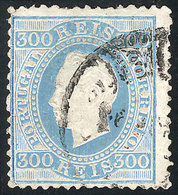 1739 PORTUGAL: Sc.50b, 300r. On Chalky Paper, Perf 12½, LIGHT BLUE Instead Of Violet, Used, VF Quality, Interesting! - Sonstige & Ohne Zuordnung