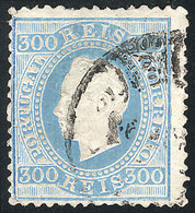 1739 PORTUGAL: Sc.50b, 300r. On Chalky Paper, Perf 12½, LIGHT BLUE Instead Of Violet, Used, VF Quality, Interesting! - Andere & Zonder Classificatie