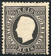 1740 PORTUGAL: Sc.51, 1870/84 1000r. Black, Mint Without Gum, VF Quality! - Sonstige & Ohne Zuordnung