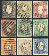 1741 PORTUGAL: 1870 Issue, 9 IMPERFORATE Examples, Printed On Normal Paper, Used. They Could Be Perforated Stamps That W - Andere & Zonder Classificatie