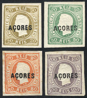 1770 PORTUGAL - AZORES: Sc.3/6, 1868 20r. To 100r., Mint Original Gum (the 80r. Without Gum), Very Fine Quality, Rare! - Autres & Non Classés