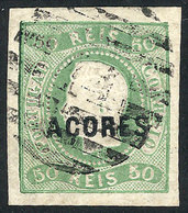 1771 PORTUGAL - AZORES: Sc.4, 1868 50r. Green, Used, Very Fine Quality! - Autres & Non Classés