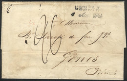 1833 SWITZERLAND: Entire Letter Sent From GENEVE To Genes On 1/AU/1834, With Nice Postal Marks On Front And Reverse, VF! - ...-1845 Voorlopers