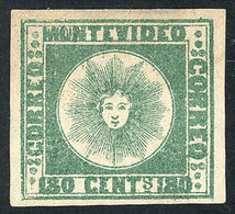 1899 URUGUAY: Yvert 5, 1858 180c. Green, Mint Without Gum, Wide Margins, Excellent Quality! - Uruguay