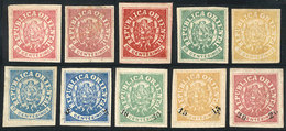 1903 URUGUAY: ESCUDITOS: Yvert 18 + Other Values, 10 Examples On Stockcard (4 With Overprint), Most Mint Without Gum (so - Uruguay