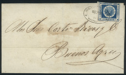 1915 URUGUAY: 26/NOV/1862 MONTEVIDEO - Buenos Aires: Folded Cover Franked By Sc.16 (120c. Blue Thick Numerals) With Doub - Uruguay