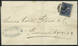 1922 URUGUAY: 22/APR/1876 MONTEVIDEO - Buenos Aires: Folded Cover Franked By Sc.35a (dark Blue), Double Circle Datestamp - Uruguay