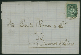 1924 URUGUAY: 3/JUL/1882 MONTEVIDEO - Buenos Aires: Complete Folded Letter Franked By Sc.40, Cancelled ""Sucursal Maríti - Uruguay