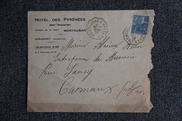 Timbre Sur Lettre Publicitaire - MONTAUBAN , Hotel Des Pyrénées.1929 - Sport & Turismo