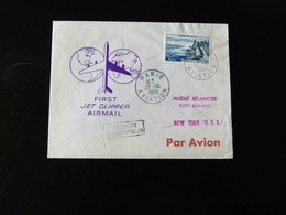 LETTRE PARIS - NEW YORK  1958  -  FIRST JET CLIPPER AIRMAIL - 1927-1959 Covers & Documents