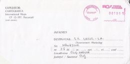 6454FM- AMOUNT 1000, BUCHAREST, RED MACHINE STAMPS ON COVER, COMPANY HEADER, 2001, ROMANIA - Brieven En Documenten