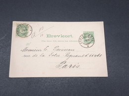 NORVÈGE - Entier Postal + Complément De Christiana Pour La France En 1896 - L 17842 - Ganzsachen