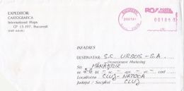 6458FM- AMOUNT 1000, BUCHAREST, RED MACHINE STAMPS ON COVER, COMPANY HEADER, 2001, ROMANIA - Covers & Documents