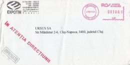 6459FM- AMOUNT 1000, BUCHAREST, RED MACHINE STAMPS ON COVER, COMPANY HEADER, 2001, ROMANIA - Brieven En Documenten