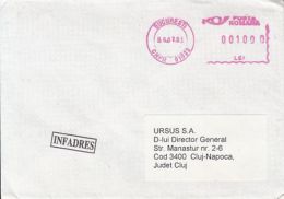 71399- AMOUNT 1000, BUCHAREST, RED MACHINE STAMPS ON COVER, 2001, ROMANIA - Briefe U. Dokumente