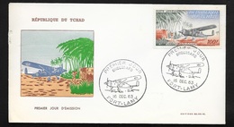 Tchad FDC Lettre Illustrée Premier Jour Fort Lamy 16/12/1963 Poste Aérienne N° 12  Avion  "Broussard"  TB - Aerei