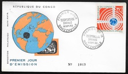 Congo   FDC  Lettre Illustrée Premier Jour Brazzaville Le 19/09/1963 Le N°154 Télécommunications Spatiales TB - FDC