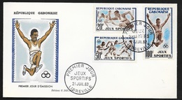 Gabon Lettre Illustrée Premier Jour Libreville 21/7/1962  N°161 & 162 Et PA N°6 Jeux Sportifs Football Et Athlétisme  TB - Lettres & Documents
