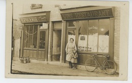 COMMERCE - Belle Carte Photo CAFÉ RESTAURANT BILLARD Et EPICERIE Avec Femme Fillette Et Bicyclette (non Située) - Cafés