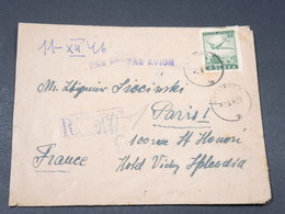 POLOGNE - Enveloppe En Recommandé De Varsovie En 1946 Pour Paris , Marque De Contrôle Au Verso - L 17938 - Briefe U. Dokumente