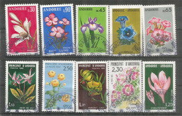 Fleurs Sauvages D'Andorre,  10 Timbres Oblitérés 1 ère Qualité. Côte  à  10.00  € - Usados