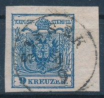 O 1850 9kr HP III. Lemezhibás Bélyeg 7 Mm ívszéllel 'SISSEK' - Autres & Non Classés