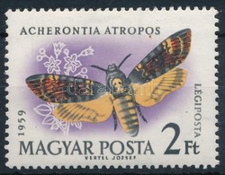 ** 1959 Lepke 2Ft,  Piros Pont A 'ATROPOS' Felírat Alatt - Altri & Non Classificati