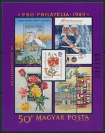 ** 1989 PRO PHILATELIA (I.) Blokk 'Bélyegkincstár'89'- Bal Oldali Sárga Felirattal, Fekete Sorszámmal (10.000) / Mi Bloc - Autres & Non Classés