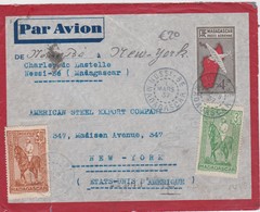 MADAGASCAR 1937 PLI AERIEN DE NOSSI-BE POUR NEW YORK - Covers & Documents