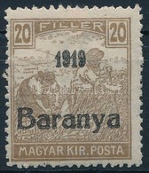 * Baranya I. 1919 Arató 20f Antikva Számokkal (40.000) / Mi 23 With Antiqua Numbers. Signed: Bodor - Autres & Non Classés