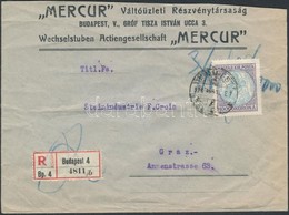 1926 (16. Díjszabás) Koronás Madonna 10000K Ajánlott Levélen Grazba / Mi 402 Single Franking On Registered Cover To Graz - Altri & Non Classificati