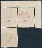 ** 1946 Portó 40f ívsarki Hármastömb Gépszínátnyomattal / Postage Due Mi 183 X Corner Block Of 3 With Machine Offset - Altri & Non Classificati