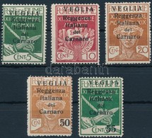 * Carnaro-sziget 1920 5 Klf Forgalmi Mi 28-30 II, 32-33 II - Other & Unclassified