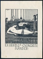 Sassy Attila (Aiglon) (1880-1967): Ex Libris Dr. Gyöngyösi Nándor, Klisé, Papír, Jelzett A Klisén, 13,5×10 Cm - Altri & Non Classificati