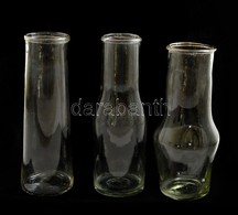 3 Db Régi Bef?ttes üveg, Csorbákkal, M: 20 és 21 Cm - Verre & Cristal