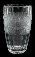 Virágmintás üveg Váza, Alján Apró Csorbákkal, M: 20 Cm - Verre & Cristal