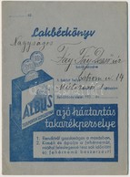 Cca 1930 Fáy Dets? (1888-1954) Fest?m?vész Bp., Ostrom Utcai Lakbérkönyve - Non Classés