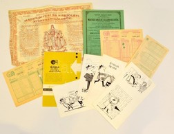 Cca 1879-1960 Vegyes Nyomtatvány Tétel, 10 Db, Közte Totó-lottó Szelvények és Prospektus, Karikatúrák,   Magyar Királyi  - Non Classificati