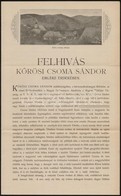 1904 Felhívás K?rösi Csoma Sándornak (Csoma)K?rösön állítandó Szobor érdekében, Az E.M.K.E. F?titkári Hivatalához (Koloz - Non Classés