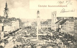 T2/T3 Besztercebánya, Banska Bystrica; F? Tér, Piac, Szök?kút / Main Square, Market, Fountain (EK) - Non Classés